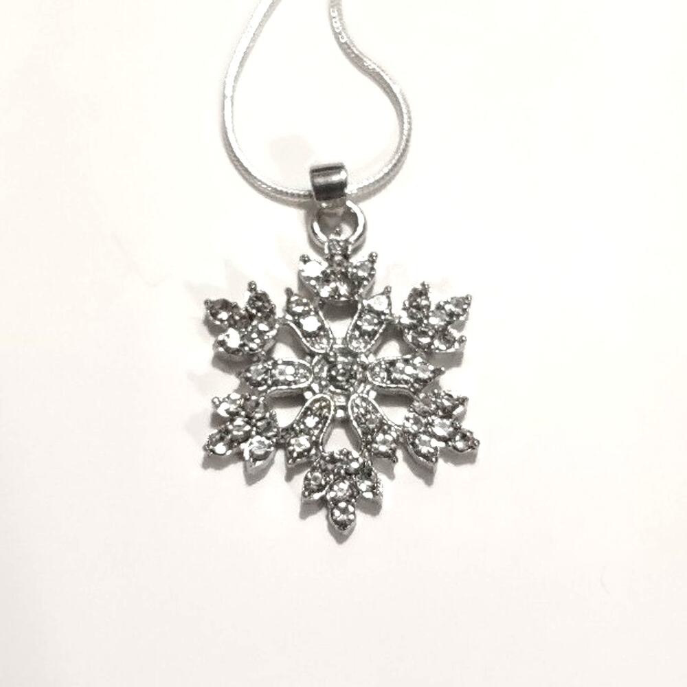 925 Silver Necklace & Earrings Set Winter Snowflake Christmas Birthday Gift NEW!